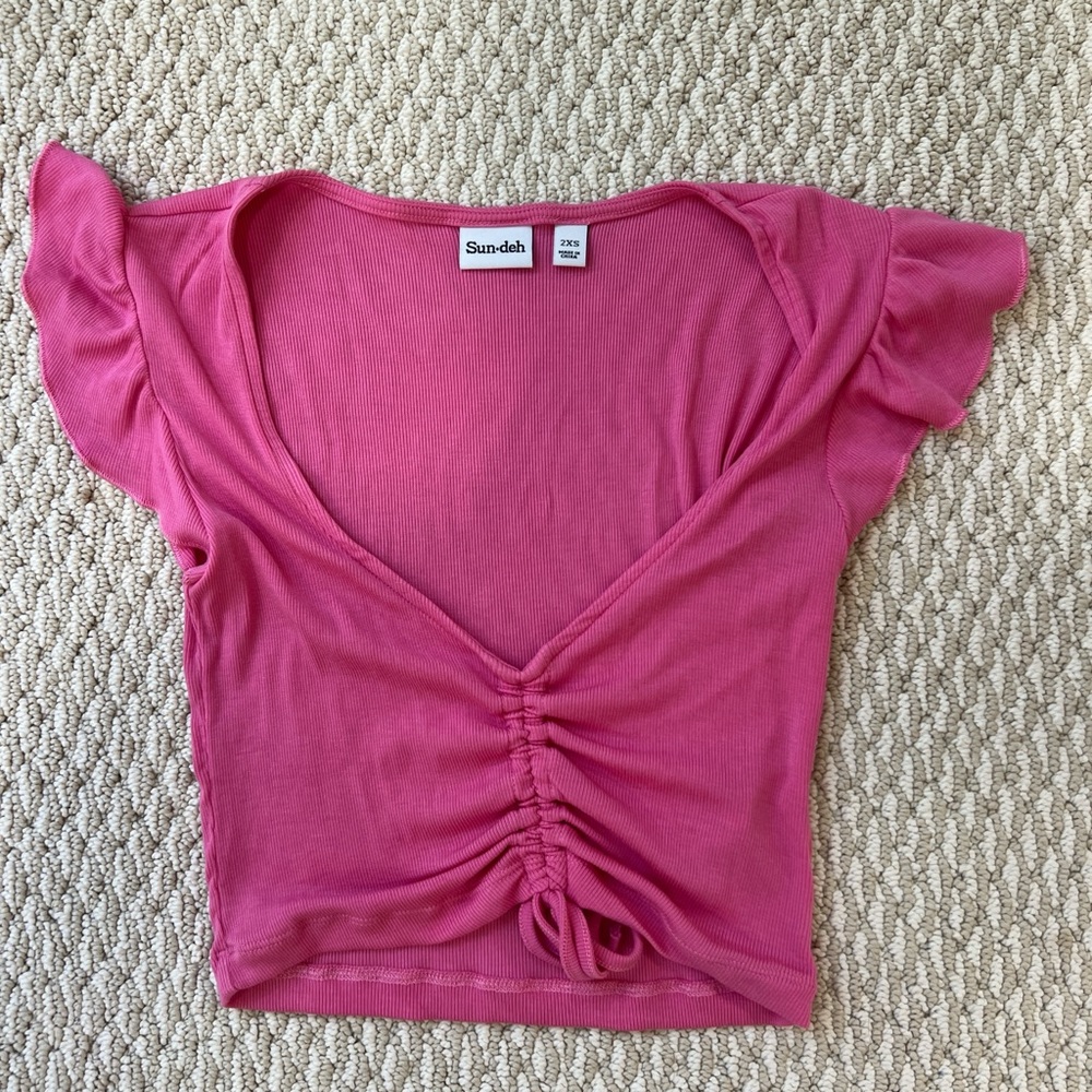 Aritzia Pink Ruched Blouse